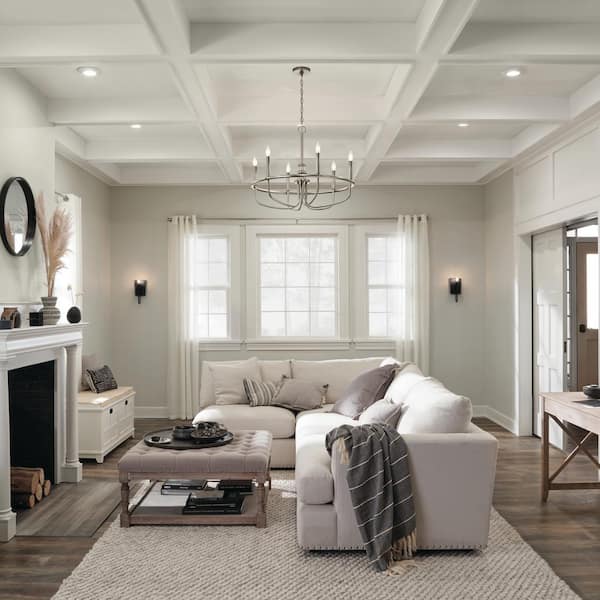 Capitol Hill 28.75 in. 6-Light Brushed Nickel Traditional Candle Circle Chandelier for Dining Room