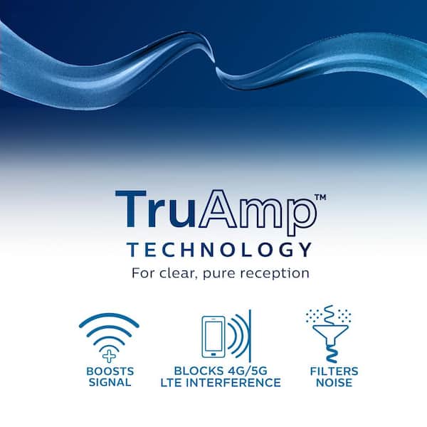 Universal Outdoor HDTV Antenna Amplifier with Built-In Signal Strength Meter, VHF UHF 1080P 4K Digital Signal Booster