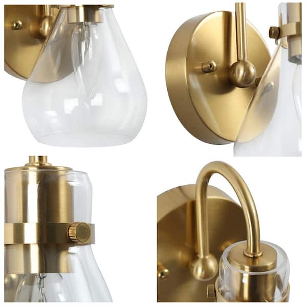 Modern Teardrop Bedroom Wall Light(s) 1-Light Brass Wall Sconce Lighting Bathroom Wall Light(s) with Clear Glass Shade