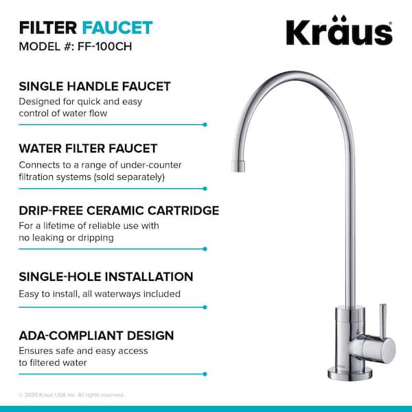 Purita Single Handle 100% Lead-Free Beverage Faucet in Chrome