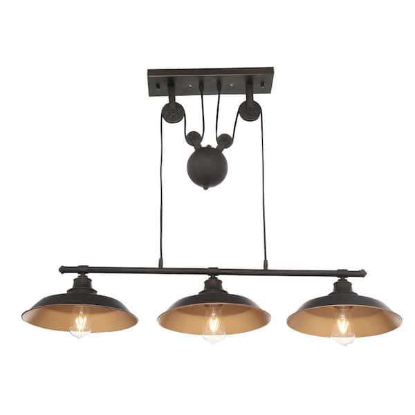 Iron Hill 3-Light Oil Rubbed Bronze Island Pulley Pendant