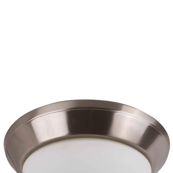 1-Light Integrated LED Flush Mount Ceiling Light in Brushed Nickel