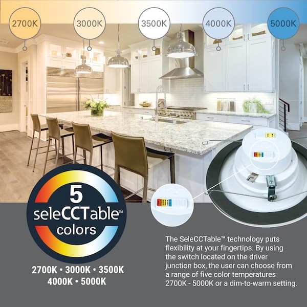 RL56 Series 5/6 in. Recessed LED retrofit module Selectable CCT and Lumens, Integrated LED Matte White