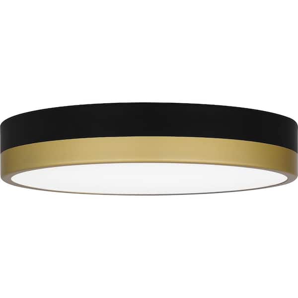 Weldin 11 in. Matte Black Gold LED Flush Mount