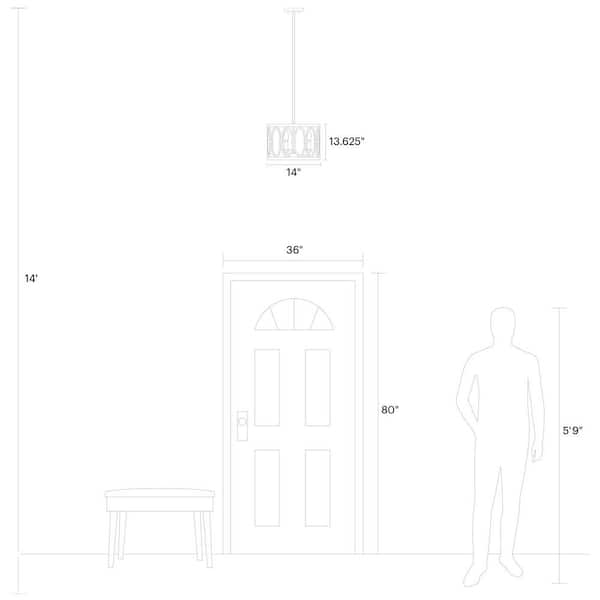 Patrice 14 in. 3-Light Deep Abyss Semi-Flush Mount with Open Oval Cage Shade