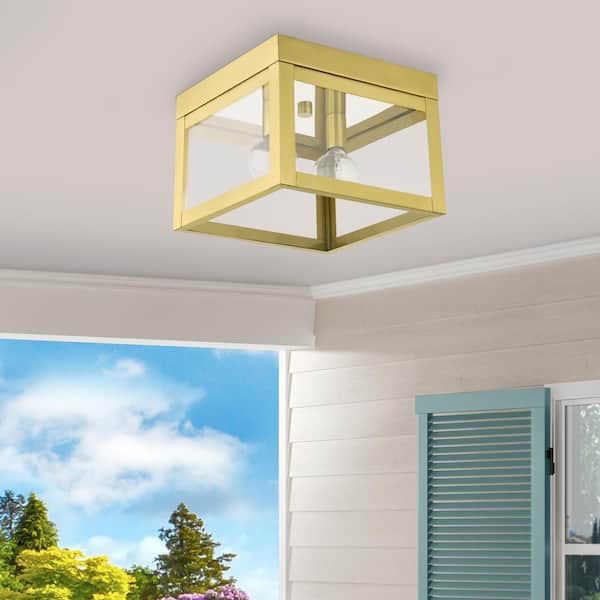 Nyack 2 Light Satin Brass Flush Mount Light