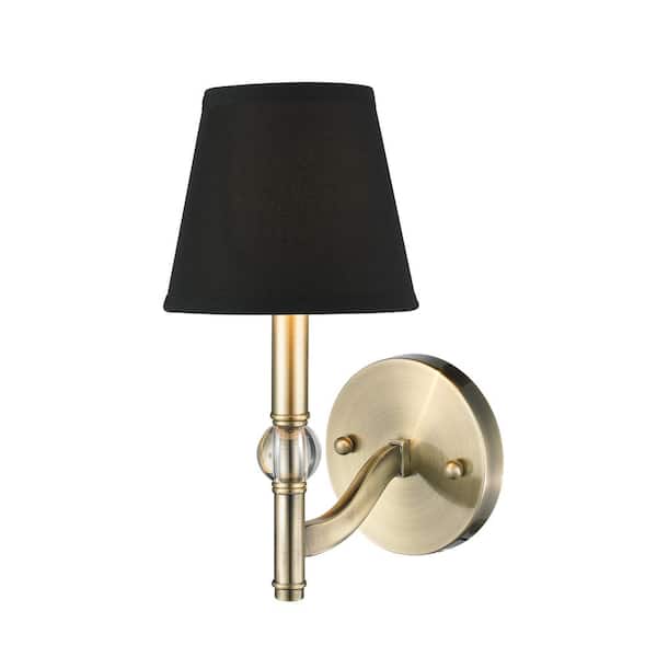 Waverly 1-Light Aged Brass with Tuxedo Shade Wall Sconce
