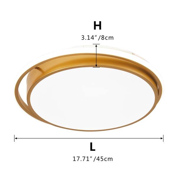 17.7 in. 2-Light Gold Unique/Statement LED Flush Mount Home Hollow Design Ceiling Lighting