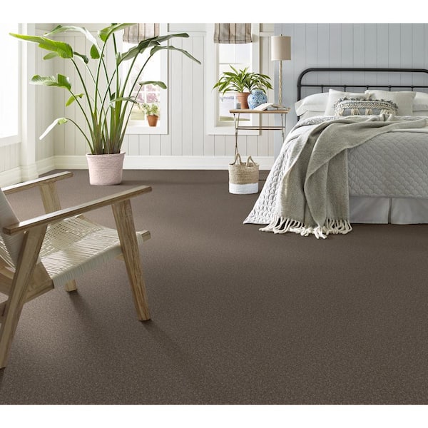 House Party I - Riverbank - Brown 37.4 oz. Polyester Texture Installed Carpet