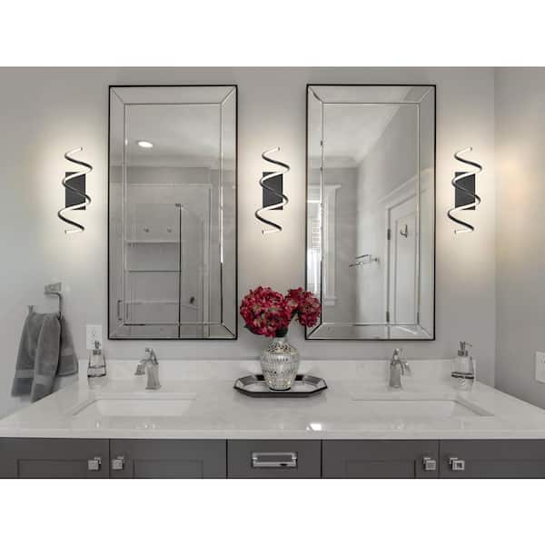 Scribble 7 in. Black Modern Metal Integrated LED Vanity Light Sconce
