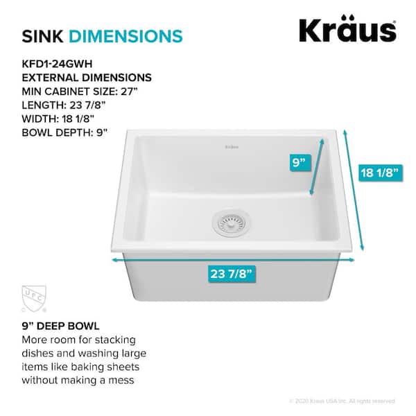 Turino White Fireclay 23.88 in. Single Bowl Drop-In/Undermount Kitchen Sink