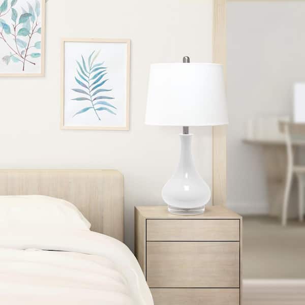 26.25 in. White Ceramic Tear Drop Shaped Table Lamp