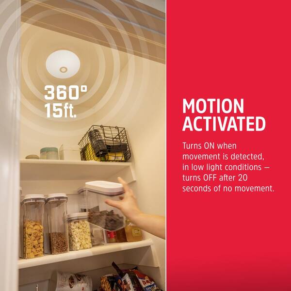 Battery Operated Motion-Activated LED Ceiling Night Light, 1 Bulb, 1-Pack