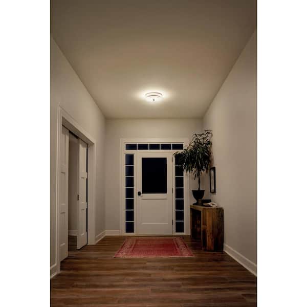 Ceiling Space 13 in. 1-Light Brushed Nickel Integrated LED Transitional Hallway Flush Mount Ceiling Light