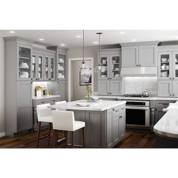 Tremont Pearl Gray Painted Plywood Shaker Assembled Bath Linen Kitchen Cabinet Sf Cl 24 in W x 21 in D x 84 in H