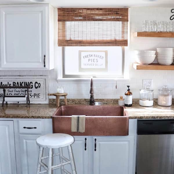 Lange 32 in. Undermount Farmhouse Single Bowl 17 Gauge Antique Copper Kitchen Sink