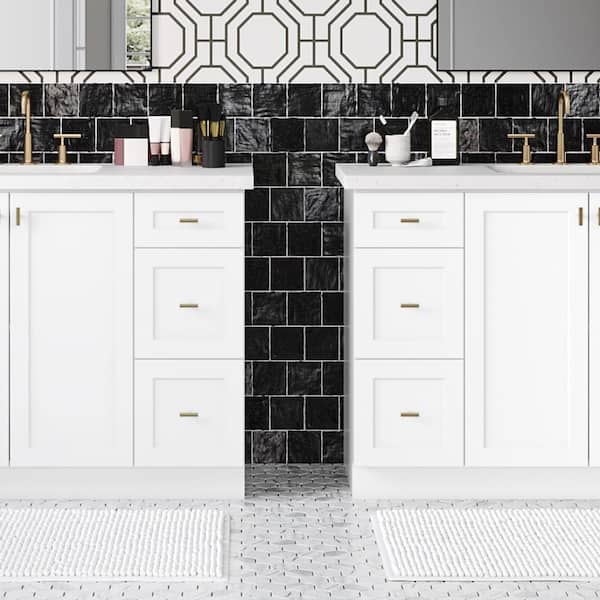 Designer Series Melvern Assembled 24x34.5x21 in. Bathroom Vanity Drawer Base Cabinet in White