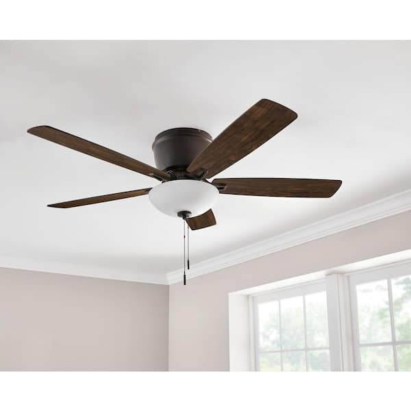 Melrose 52 in. Indoor LED Hugger Bronze Dry Rated Ceiling Fan with Light Kit and 5 Reversible Blades