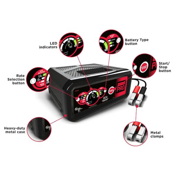 Schumacher Pro Automotive 12-Volt Battery Charger and 80-Amp Engine Starter with Maintainer and Boost Mode