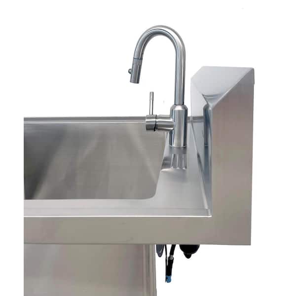 All-in-One 30 in. Stainless Steel Wall Mount Commercial Utility Kitchen Sink with Faucet