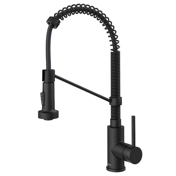 Bolden Single Handle Pull Down Sprayer Kitchen Faucet with Soap Dispenser in Matte Black