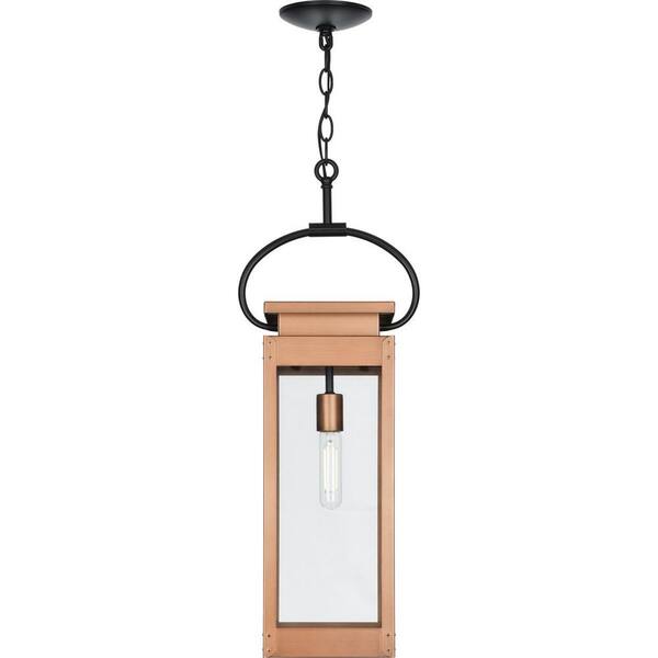 Union Square 7 in. 1-Light Antique Copper Hanging Pendant Light Lantern