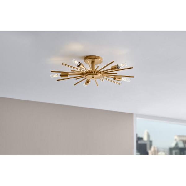 Brookings 21.63 in. 5-Light Brushed Gold Semi-Flush Mount