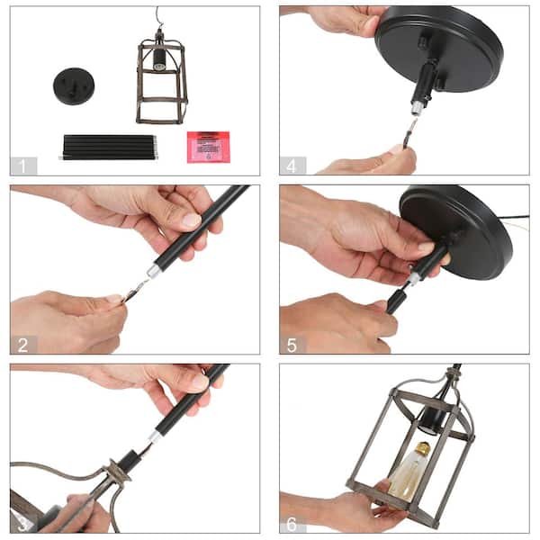 Modern Geometric Pendant Mercer 8.5 in. 1- -Light Brass Farmhouse Modern Chandelier Pendant Light With Clear Glass Shade