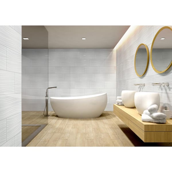 Sapheda Riptide Satin 12 in. x 24 in. Matte Ceramic Stone Look Wall Tile (16 sq. ft./Case)