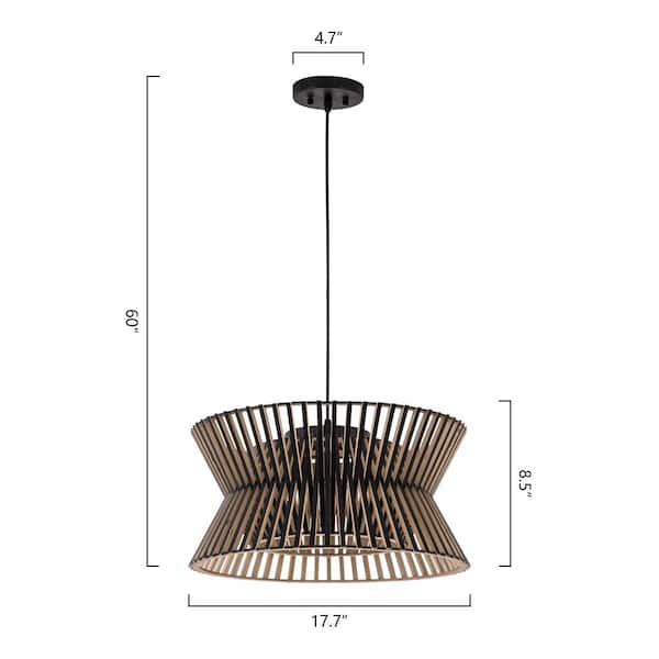 Highler 3-Light Black Wood Basket Chandelier