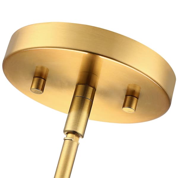 Saturn 22 in. 4-Light Brass Modern Bohemian Chandelier with Natural Rattan Shade