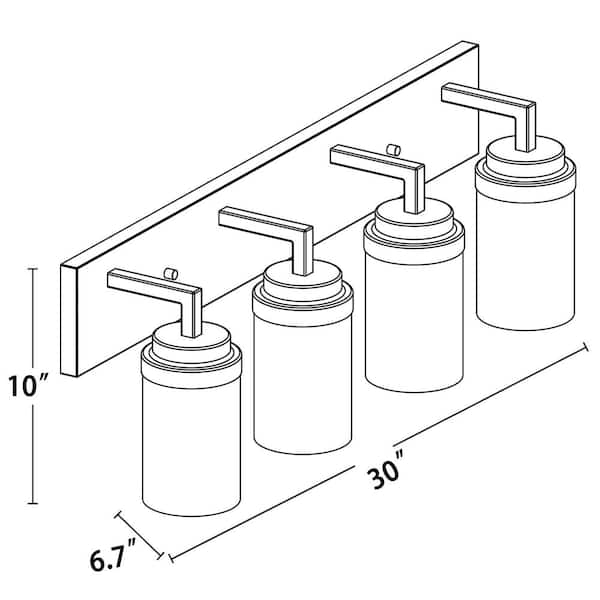 30 in. 4-Light Black Vanity Light with Clear Glass Shade