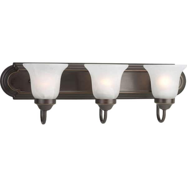 Solvang 24 in. 3-Light Antique Bronze Traditional Bathroom Vanity Light with Alabaster Glass