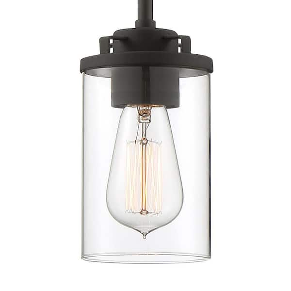 Jedrek 60-Watt 1-Light Black Mini-Pendant with Clear Glass Shade