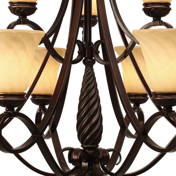 Laurent Collection 9-Light Cordoban Bronze 2-Tier Chandelier