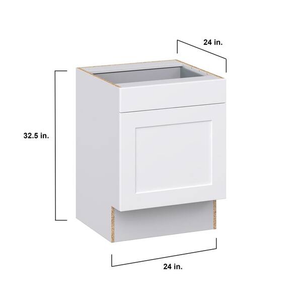 Wallace Painted Warm White Shaker Assembled 24 in.W x 32.5 in.H x 23.75 in.D Accessible ADA 1 Draw Base Kitchen Cabinet