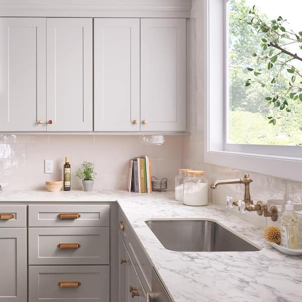 8 ft. L x 25 in. D Engineered Composite Countertop in Volakas Marble with Satin Finish