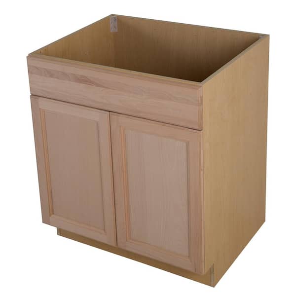 Easthaven Assembled 30x34.5x24 in. Frameless Sink Base Cabinet with False Drawer Front in Unfinished Beech