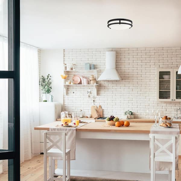 Ripon 14.8 in. W Matte Black Integrated LED Dimmable Flush Mount Ceiling Light