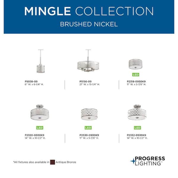 11 in. Mingle 17-Watt Brushed Nickel Integrated LED Flush Mount