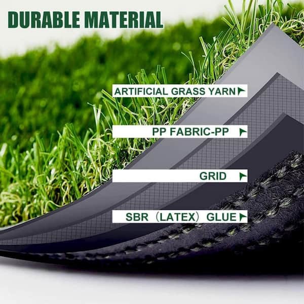 Premium Deluxe 6 ft. x 10 ft. 4-Tone Green Artificial Grass Turf