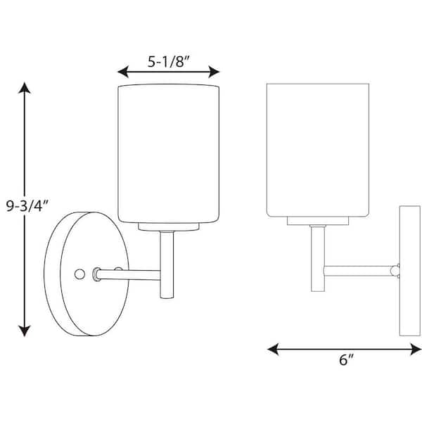 Replay Collection 5-1/4 in. 1-Light Black Etched White Glass Modern Bathroom Vanity Wall Light