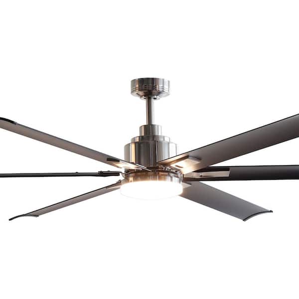 72 in. Modern Integrated LED Brushed Chrome Ceiling Fan with Light and Remote Control