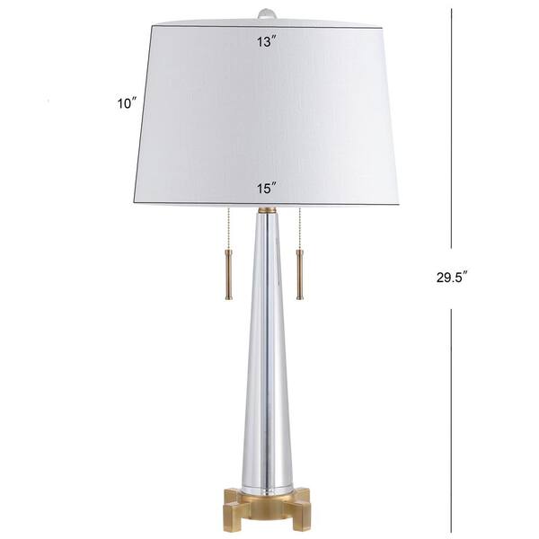 Zoe 29.5 in. 2-Light Clear/Brass Gold Crystal Table Lamp