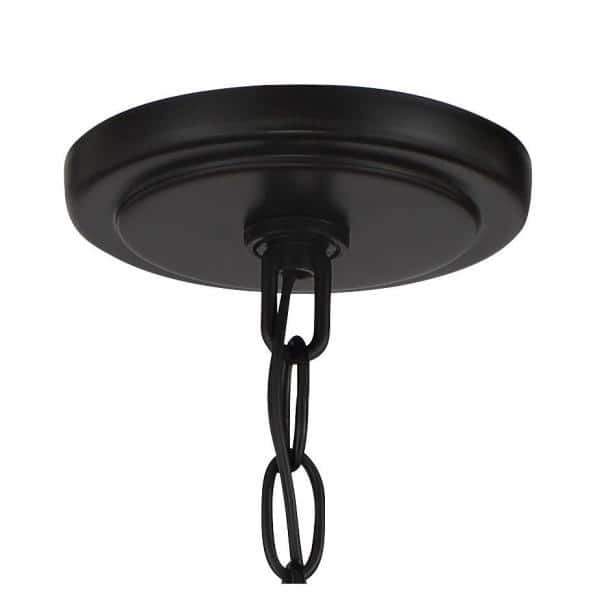 Laurel Estate 20 in. 4-Light Black Semi-Flush Mount to Pendant with Silver Translucent Fabric Shade