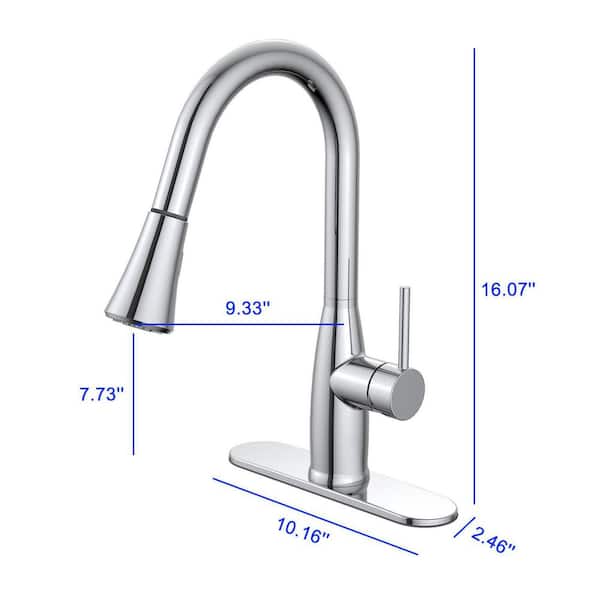 Cartway Single-Handle Pull-Down Sprayer Kitchen Faucet in Chrome