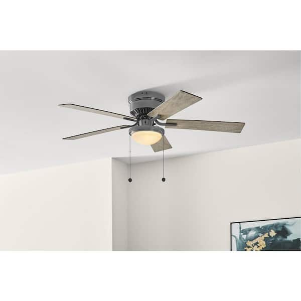 Hugger II 52 in. LED Indoor Gun Metal Ceiling Fan with Light and Pull Chains Included