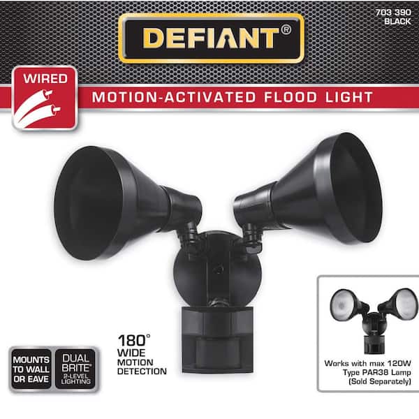 180 Degree Motion Sensor Black Outdoor Security Light