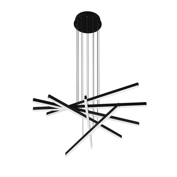 Sirius 93.88-Watt ETL Certified Integrated LED Height Adjustable Black Pendant with 6 LED Planks 32 in. Long