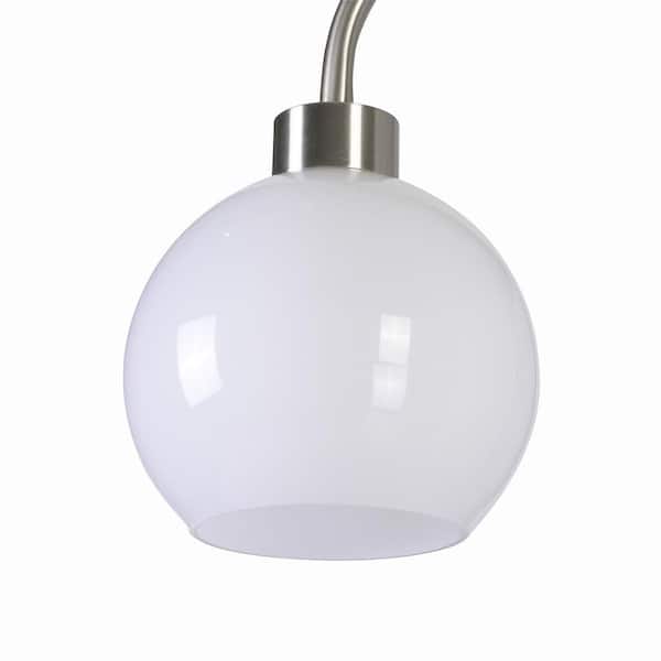Highstone 27 in. Brushed Silver Indoor Table Lamp with Opal Globe Shade